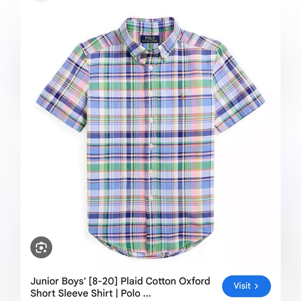 New Ralph Lauren 100% cotton Plaid Shirt, 14-16 y-old